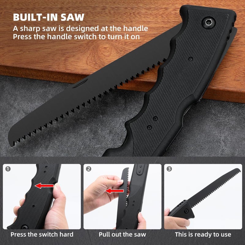 SNBNX Multifunctional Hammer Head Axe Survival Tactical Tool - Folding Saw, Flintstone Whistle with Axe Sheath - Camping Hatchet for Outdoor Hiking - Image 5
